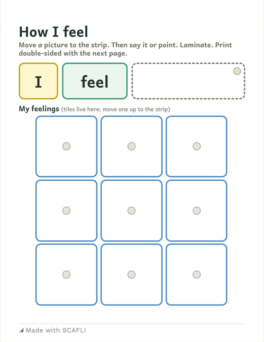 How I feel board with feeling tiles: a page from this PDF