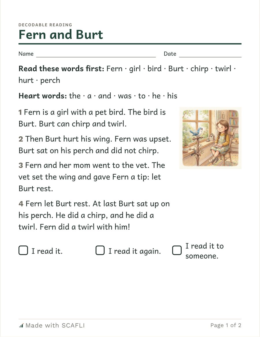 Fern and Burt (er, ir, ur): a page from this PDF