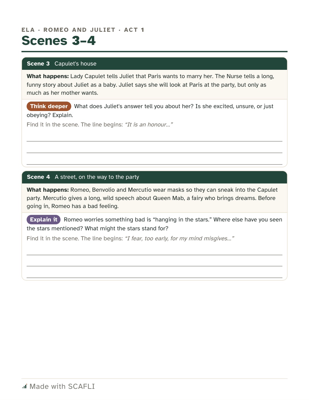 Scenes 3 and 4 questions: a page from this PDF