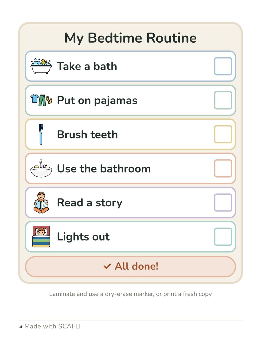 Bedtime at home: a page from this PDF
