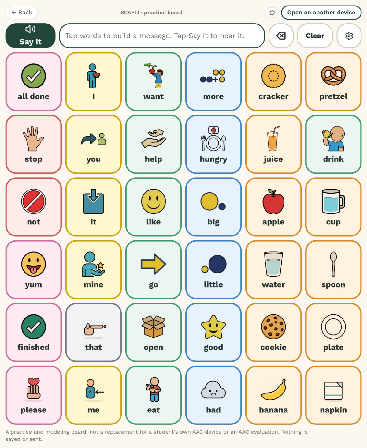 Core word board